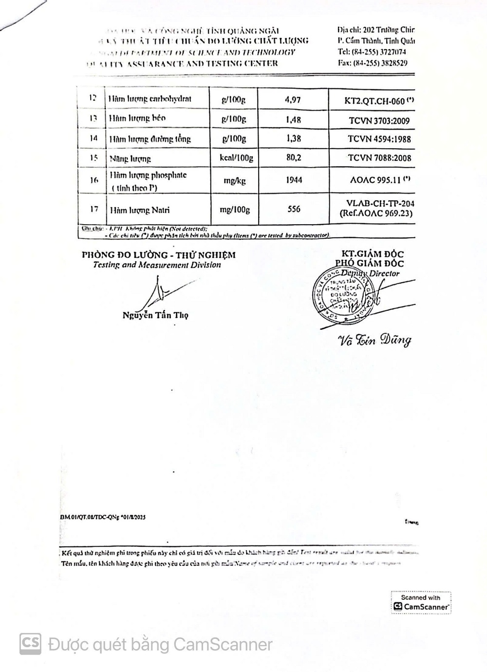 PHIẾU KẾT QUẢ THỬ NGHIỆM - CHẢ CÁ ĐỎ (sống)